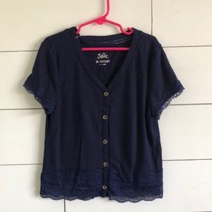 Justice Navy Blue ribbed shirt